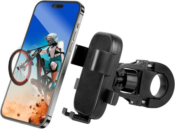 Motorcycle Phone Mount,Bike Phone Holder, Bicycle Handlebar Cell Phone Mount Smartphone Holder Mount 360° Adjustable One Hand Operation, Bike Accessories Handlebar Phone Clip Holder, 94001