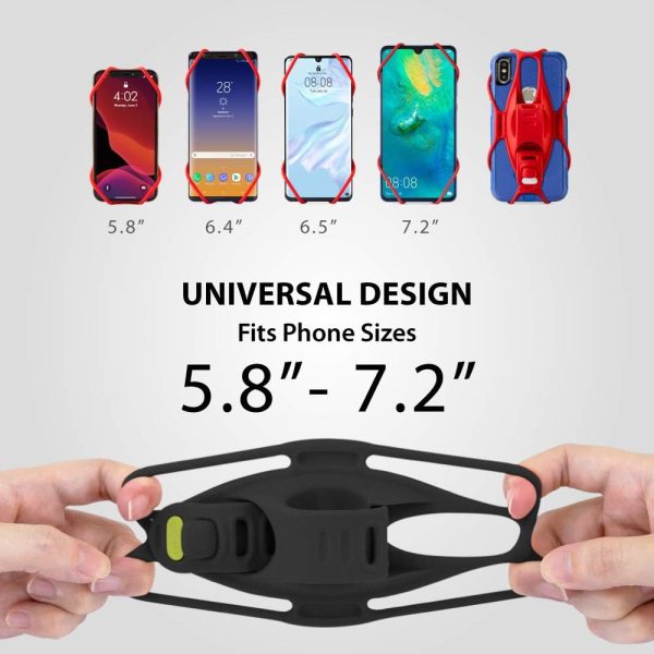 3, Bike Cell Phone Mount for Handlebar, Scratch-Free Silicone Holder with Anti-Slip Design, Universal Cycling Phone Holder Compatible with Most Smartphones (Black - Handlebar) - Image 2