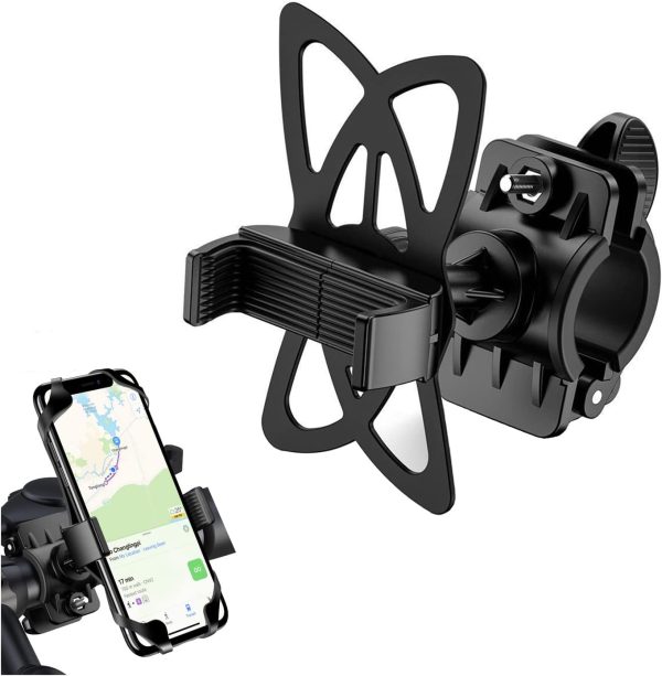 Universal Bike Phone Mount, Adjustable Bicycle Phone Rack - Compatible with iPhone & Android Cell Phones