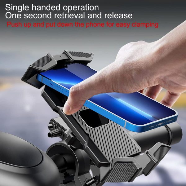 Bike Handlebar Phone Holder, Motorcycle Phone Mount Motorcycle Handlebar Cell Phone Clamp, Scooter Phone Clip for iPhone 6/7/8/X/11/12/13/14 Series ， and More 4.7" - 6.8" Cellphone (Black) - Image 2
