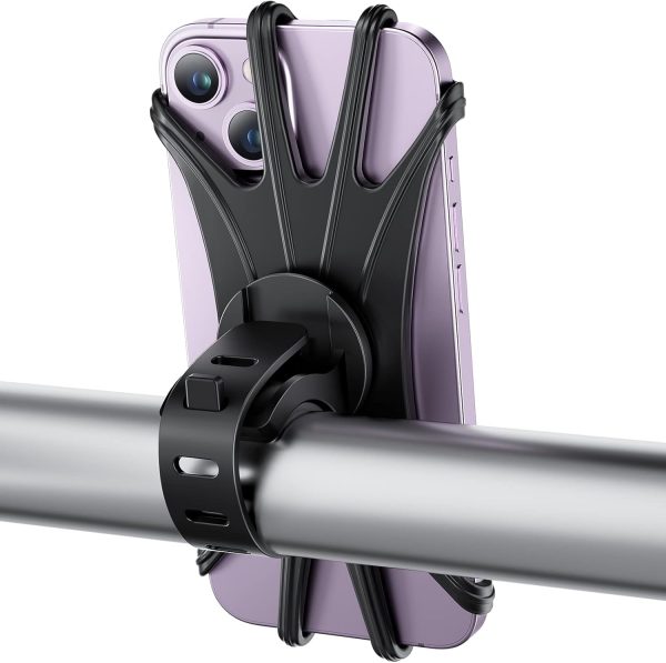 Bike Phone Mount, Universal Bike Cell Phone Holder, 360° Rotatable, Silicone Bicycle Phone Mount Compatible with iPhone 15/14/13/Pro Max/Pro/mini/12/11/Xs/Max/Xr/X/7/8/Plus, 4.0''~6.7'' Cellphones