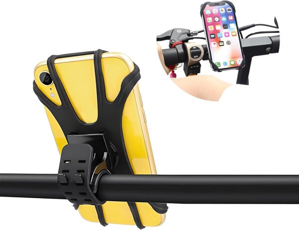 Bicycle Phone Holder, 360° Rotation Detachable Shock Absorbing Bike Phone Holder, Universal Adjustable Smartphone Holder for Bicycles and Motorcycles, Bike Accessories