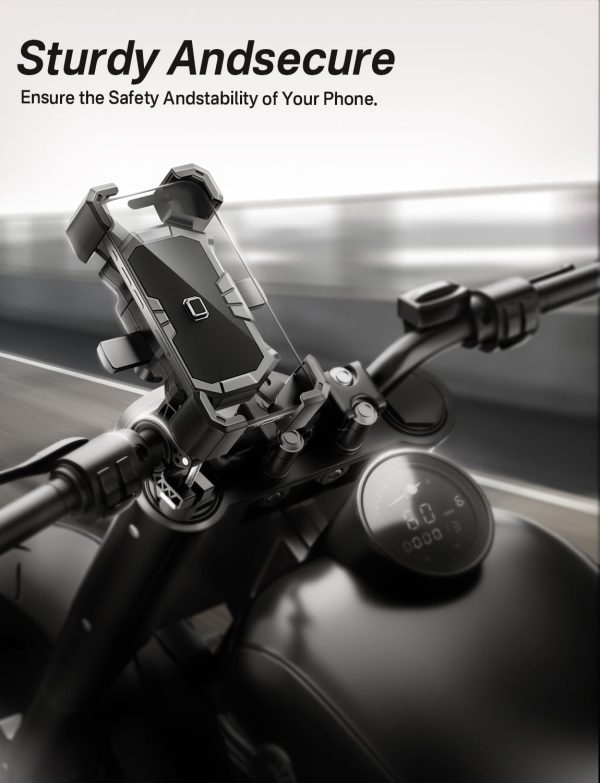 Bike Phone Holder Handlebar,Motorcycle Phone Mount,ATV Cell Phone Clamp,Scooter Phone Clip for iPhone 15 Pro Max14 13 12plus, Samsung S24Ultra S23 and More 4.7" to 7.0" inch Phone - Image 2