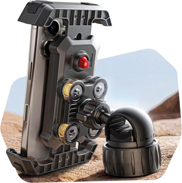 Bike Phone Holder, [Anti-Vibration] Motorcycle Phone Mount, Bicycle Phone Holder, Handlebar Phone Mount, Scooter Ebike Accessories, Bicycle Accessories, for iPhone Samsung Google , Black