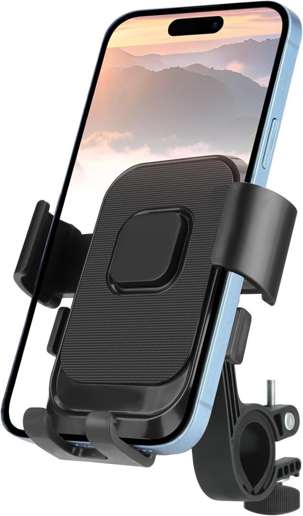 Motorcycle Phone Mount, 1s Auto Lock Bike Phone Holder, Bicycle Handlebar Cell Phone Mount 360 Degree Rotatable for Mountain Bike ATV Electric Scooter