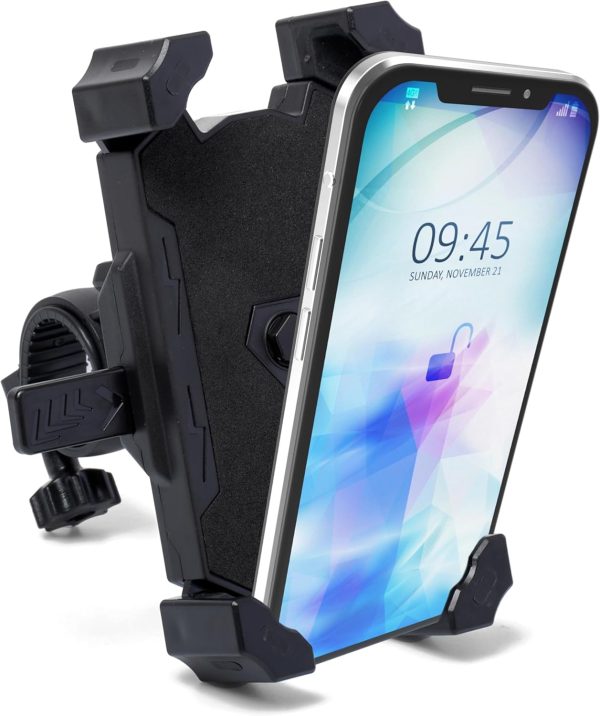 Bike Phone Holder Mount - Double Lock Switch for Sport Cycling - Grey Red Motorcycle Handlebar Phone Mount - Secure Cell Plastic Grip for Bicycles & Motorcycles
