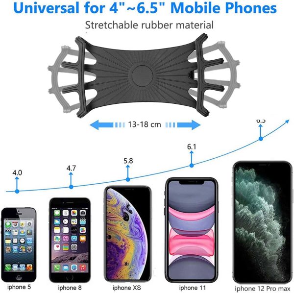 2 Pack Universal Bike Phone Mounts, 360 Rotation Silicone Holders for iPhone and Samsung, Compatible with 4.7-6.8 Inches Phones, Easy Installation - Image 2