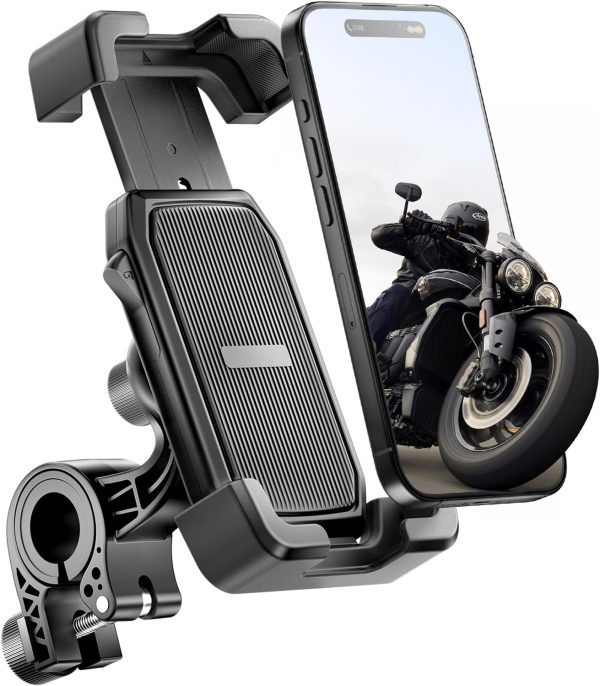 Motorcycle Phone Mount, Bike Phone Holder, [2025 Upgrade] One Hand Operation Scooter Phone Holder, ATV Phone Mount, for iPhone,Bicycle Handlebar Accessories for 4.7-7.0 inch Smartphones