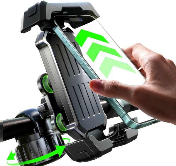 Bike Phone Holder Mount, [Military Grade Anti-Vibration ＆ Drop-Proof ＆ Anti-Navigation Shaking] Bicycle Phone Holder fit All Bike for All iPhone and Samsung and Android