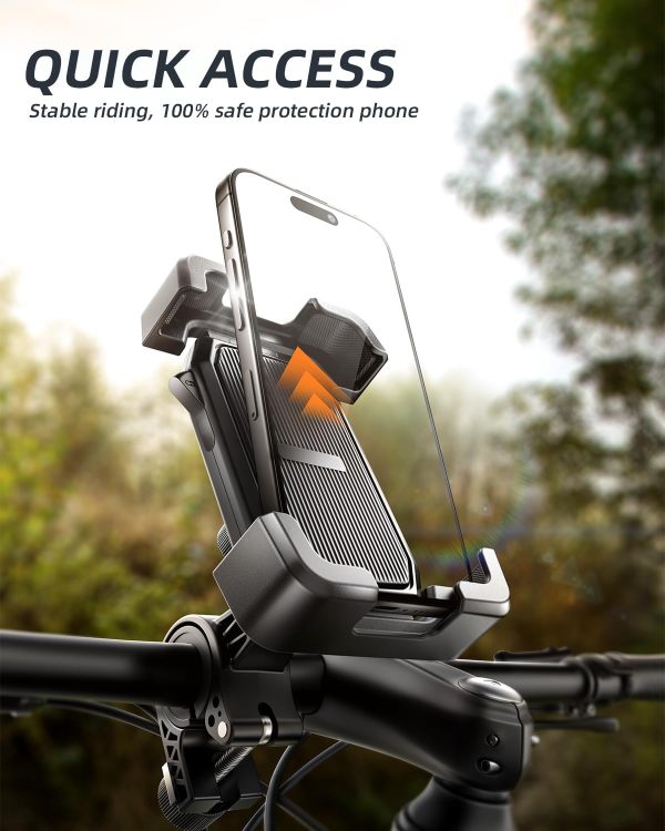 Motorcycle Phone Mount, Bike Phone Holder, [2025 Upgrade] One Hand Operation Scooter Phone Holder, ATV Phone Mount, for iPhone,Bicycle Handlebar Accessories for 4.7-7.0 inch Smartphones - Image 2