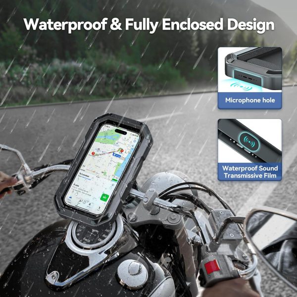 Waterproof Bike Phone Holder - 360 Rotation Motorcycle Phone Mount, Fully Enclosed Touch Sensitive Design, Bicycle Phone Clamp Compatible with iPhone 16 Pro Max/15/14/13/12,4-6.7” Phones - Image 2