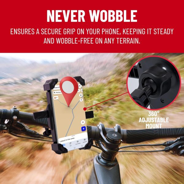 Bike Phone Holder Mount - Double Lock Switch for Sport Cycling - Grey Red Motorcycle Handlebar Phone Mount - Secure Cell Plastic Grip for Bicycles & Motorcycles - Image 2
