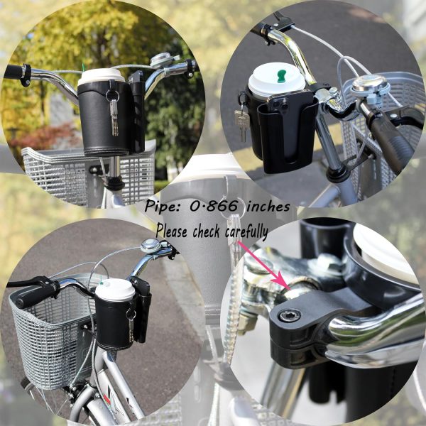 Bike Cup Holder with Cell Phone and Keys Holder, Universal Bar Drink Cup Can Holder for Bicycles, Motorcycles, Scooters, Black - Image 2