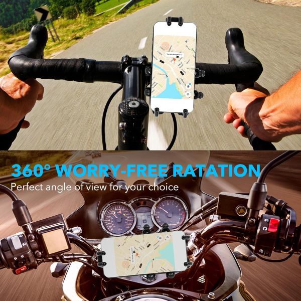 Bicycle Phone Mount,Anti-Shake Motorcycle Phone Mount,Rotatable Adjustment Handlebar Cellphone Holder for Motorcycle Bike Bicycle ATV Fit 5.4''-7.2'' Smartphone. (Black) - Image 2